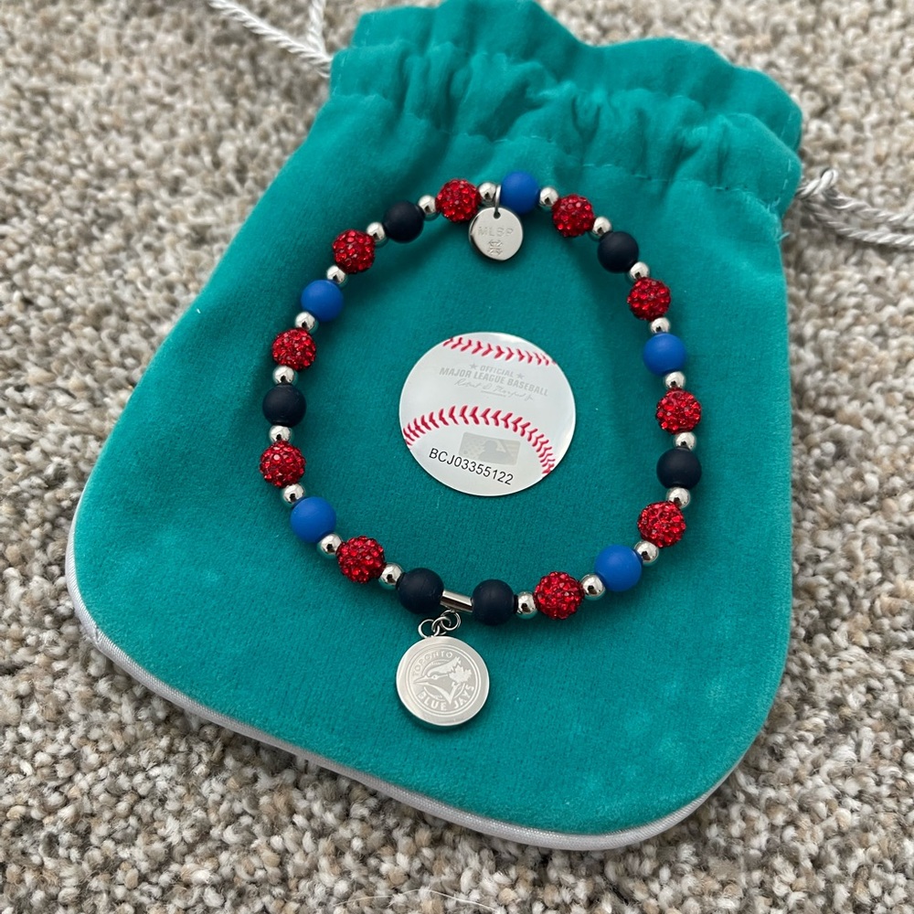 Rustic Cuff Toronto Blue Jays Red and Blue Beaded Bracelet